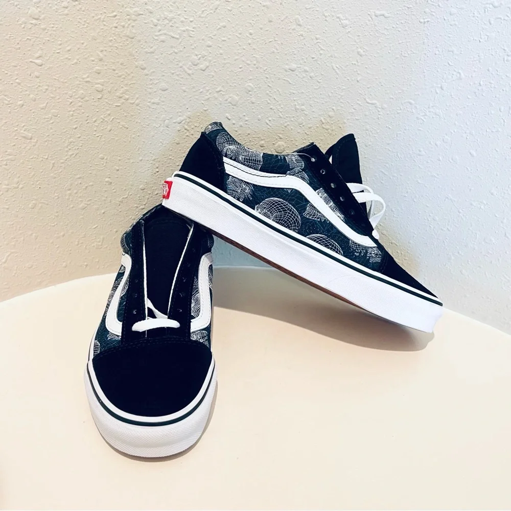 Vans Old Skool Unisex Suede Canvas Wireframe Black Sneakers Sz W 6.5 M 5 NEW